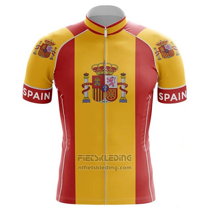 2020 Fietskleding Kampioen Spanje Rood Geel Korte Mouwen en Koersbroek